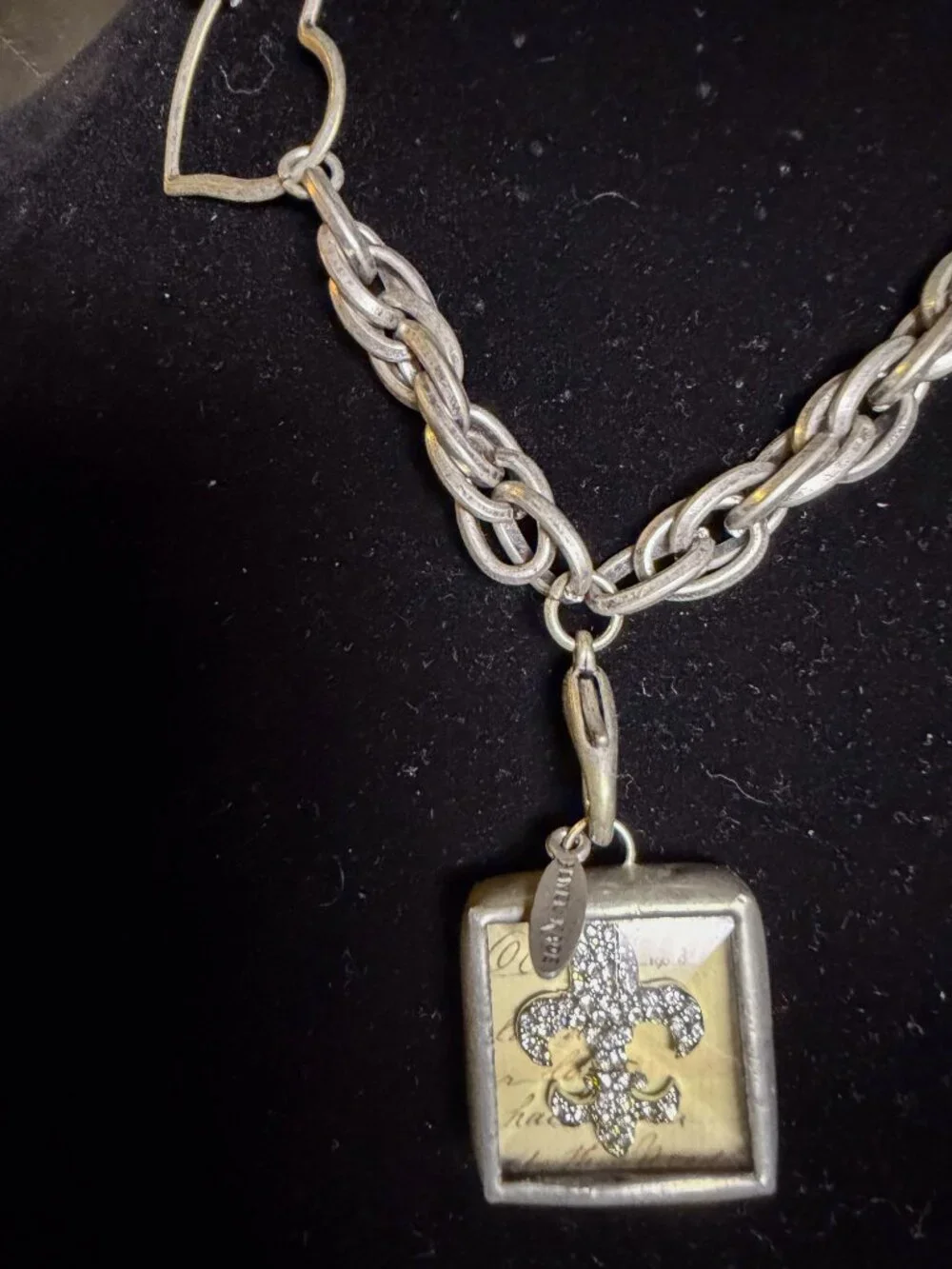 Jewel Kade Reversible Fleur-de-Lis & Eiffel Tower Pendant Necklace Silver Tone
